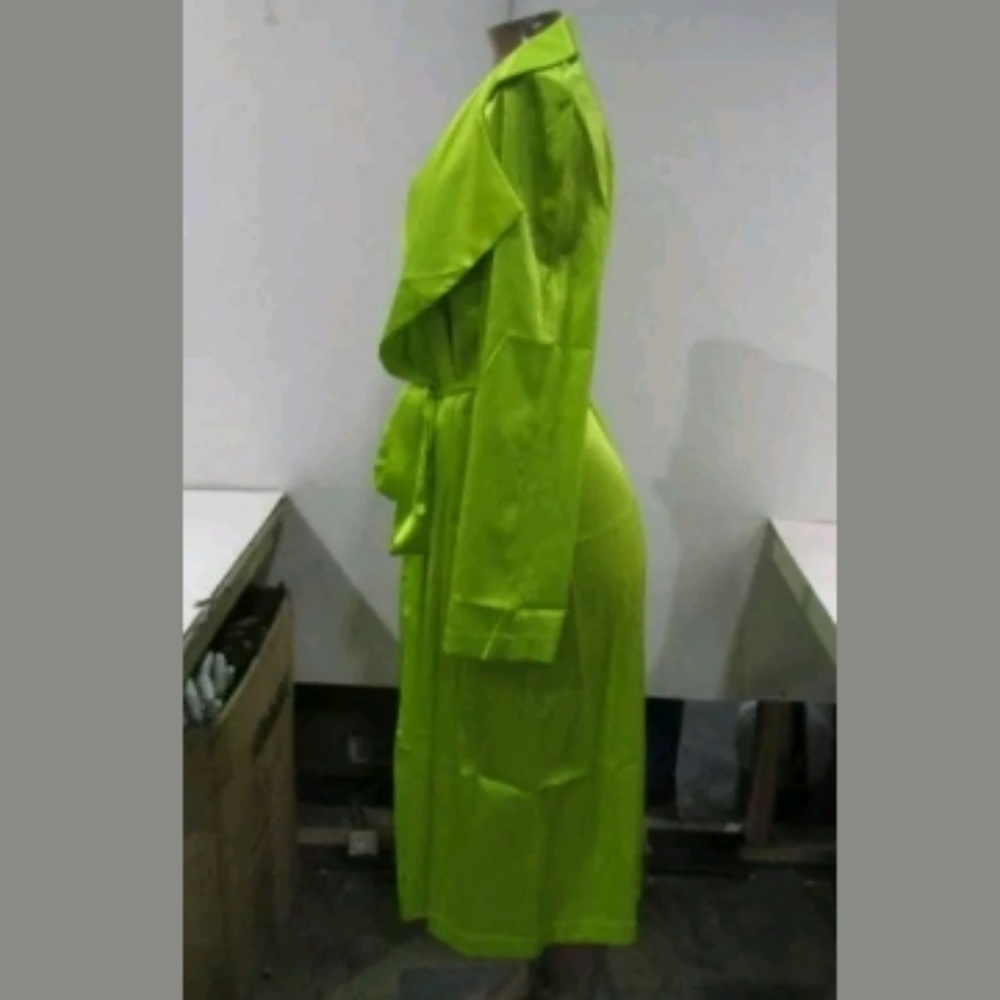 We Are Leone Tallulah Silk Trench Size S/M Acid Gr - Picture 5 of 6